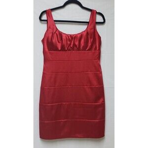 Women’s Bisou Bisou Red Formal Cocktail Midi Dress Size 12 PO-Excellent